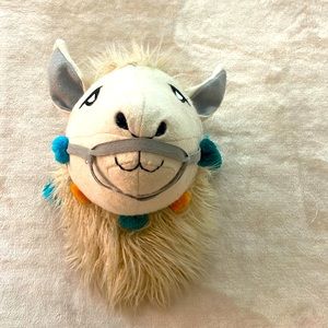 Decorative stuffed Llama head.